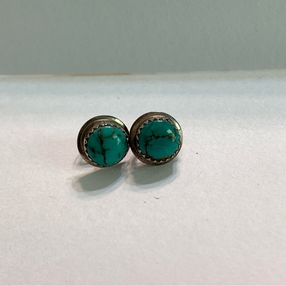 Sterling Silver Turquoise Stud Earrings - Picture 3 of 4